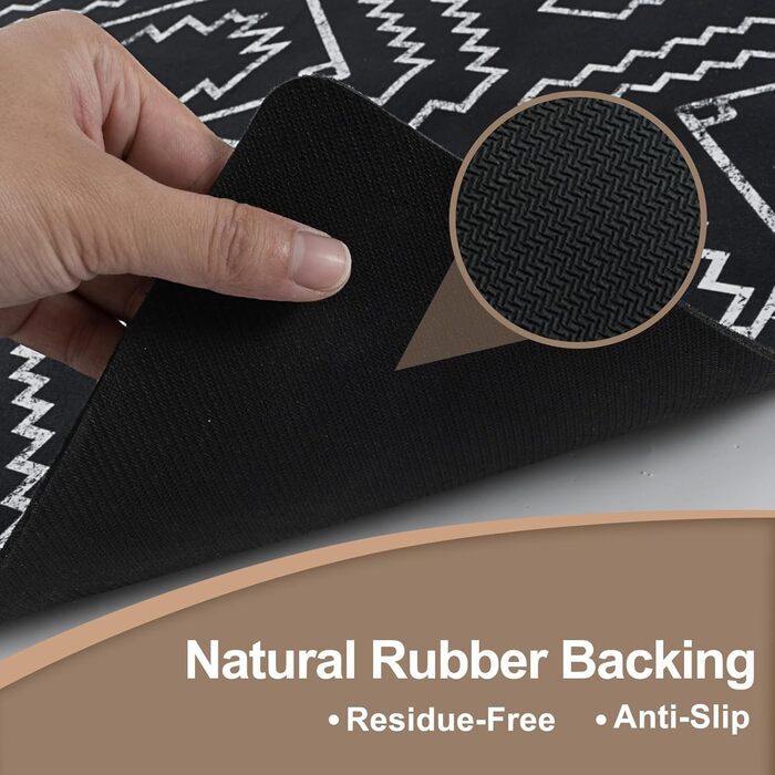 Сходинки OJIA, нековзні, килимок у тон для дерев&39яних сходинок, квадратні сходинки Capet, гумова підкладка, доріжка для сходів, нековзний килимок для сходової площадки, 81,3 x 81,3 см (прямокутні), чорний/марокканський 1