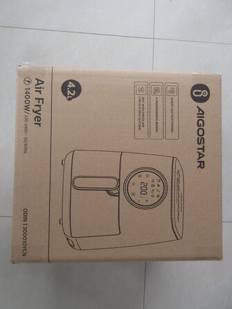 Аерофритюрниця Aigostar 4.2 л, гаряча фритюрниця XXL, фритюрниці без олії, 8 меню та рецептів, світлодіодний сенсорний екран, 1400 Вт, без бісфенолу А