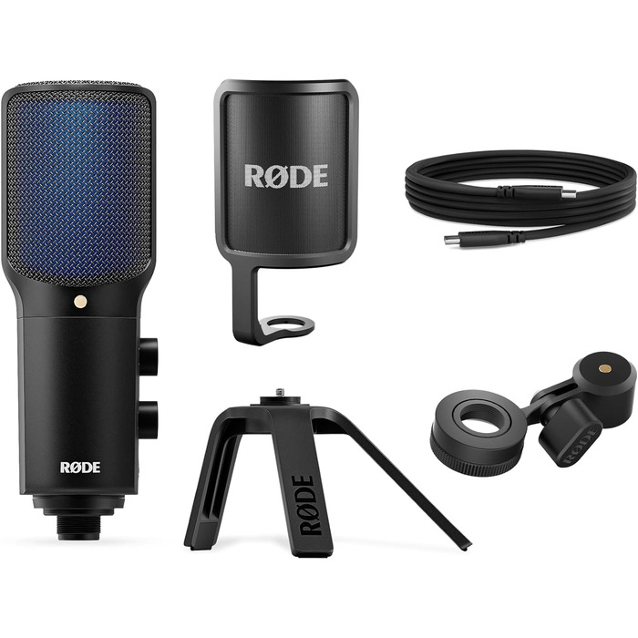 �DE NT-USB Професійний USB-мікрофон для професійного запису звуку безпосередньо на комп'ютер або мобільний пристрій, чорний NTUSB