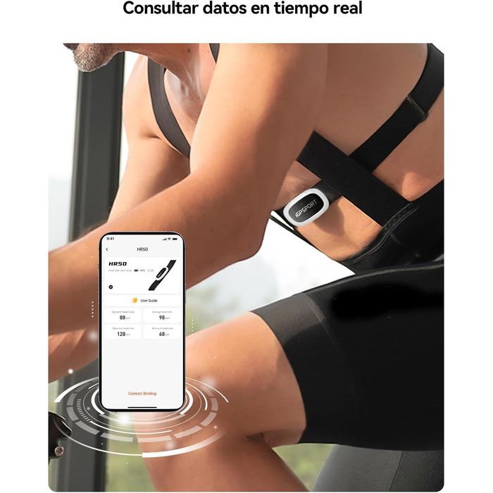 Пульсометр iGPSPORT HR50, Bluetooth та ANT з нагрудним ременем для бігу, їзди на велосипеді, тренажерного залу, сумісний з Garmin Polar Wahoo - чорний