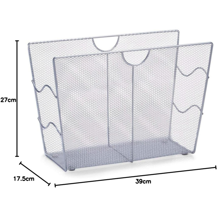 Підставка для журналів Zeller, сітчаста, приблизно 39 x 17,5 x 27 см, срібляста