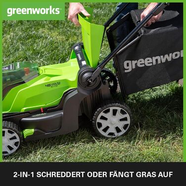 Акумуляторна газонокосарка Greenworks G24X2LM41 для площі до 440 м, ширина зрізу 41 см, мішок на 50 л БЕЗ 2 акумуляторів 24 В (еквівалент 48 В) та зарядного пристрою, 3-річна гарантія без акумулятора