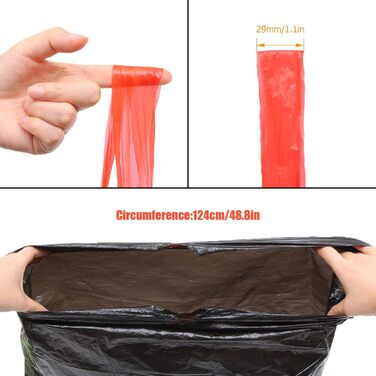 Сміттєві пакети ASelected, 200 шт. , 50-60 л, зі шнурком, сміттєві пакети з ручкою, супергерметичні, 10 рулонів, пакет для сміття зі шнурком, 60 літрів, великий 71 x 64 см, чорний, 60 л-чорний-200 шт.