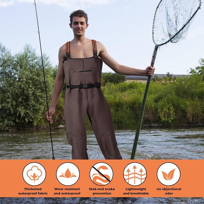 Водонепроникні вейдерси Simsky з черевиками, регульованими ремінцями, дихаючі, для риболовлі та будівництва, розмір 44