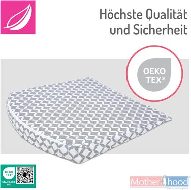 Дитяча подушка MOTHERHOOD 30x30 см ідеально підходить для колясок, люльок, Oeko-Tex Standard 100. У комплекті знімний чохол зі 100 бавовни, сіра класика