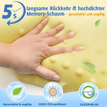 Ортопедична подушка для шиї з піни з ефектом пам&39яті Ергономічна подушка від болю в шиї, регульована по висоті подушка для сну на боці з дихаючим чохлом для спокійного сну, біла