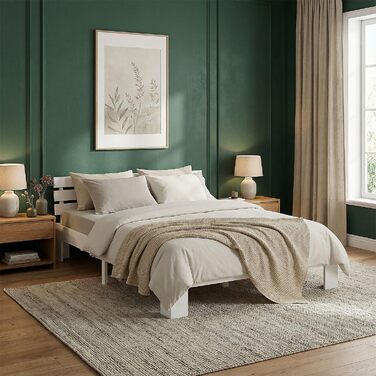 Дерев&39яне ліжко Homestyle4u 120x200 Білий каркас ліжка з масиву сосни з рейковою основою, сучасний футон для спальні Артикул 1892 120 x 200 см Білий