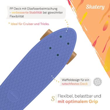 Прикольний професійний скейтборд для дітей, хлопчиків, дівчаток, підлітків та дорослих Fun Pro 22" Mini Cruiser Skateboard – Blue Gold