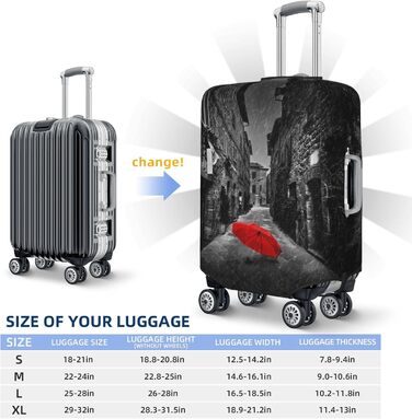 Чохол для валізи BAFAFA з принтом Червона парасолька, захист від подряпин та пилу, еластичний, чорний, розмір 80