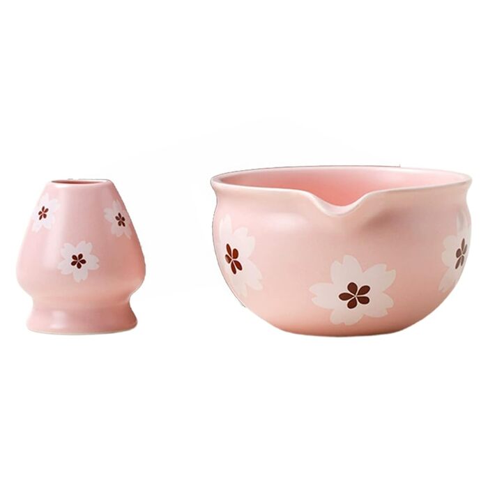 Набір для приготування матчі вінчик та чаша (2 предмети) традиційна японська чаша для чайної церемонії, ідеальний подарунок з ніжним квітковим орнаментом