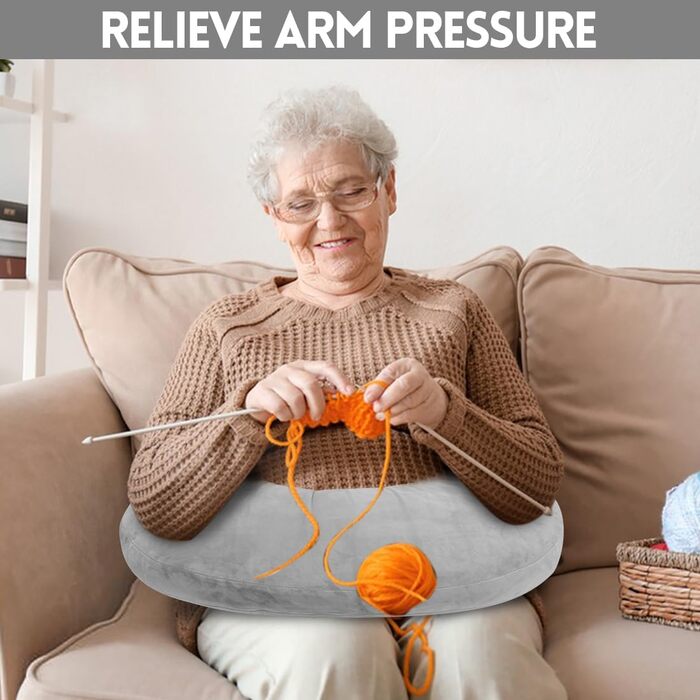 Ергономічна подушка Crealis, подушка для колін, подушка для читання, ергономічна ігрова подушка для рук, подушка для в&39язання гачком, опорна подушка, ергономічна подушка для рук для читання, гри, роботи та в&39язання гачком (сіра)