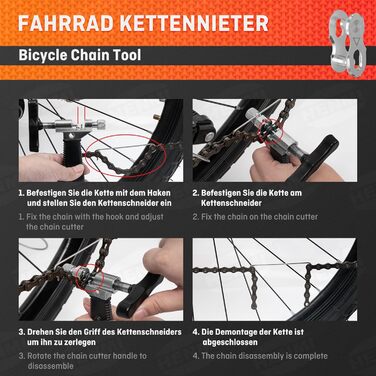 Велосипед HENMI для заклепування ланцюга, плоскогубці для ланцюга, кліщі для замка ланцюга та 4 пари заклепок для велосипедного ланцюга Набір для ремонту велосипедного ланцюга для інструменту для велосипедного ланцюга на 6-12 швидкостей