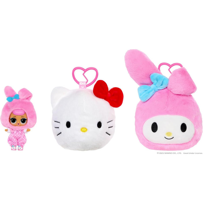 Двостороння плюшева іграшка-сюрприз. М'яка фігурка Sanrio з міні-лялькою L.O.L., 5 сюрпризів та брелок, від 4 років, 41 см