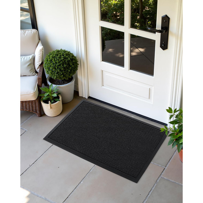 КОЛІР І ГЕОМЕТРІЯ Килимок для вловлювання бруду 43x76 см, Брудовідштовхувальний з низьким профілем, Вуличний килимок для дверей, Килимок для входу, Нековзний, Легко чиститься, Килимки для дверей, Килимки для вхідних дверей, Сірий 43 x 76 см (Прямокутний),