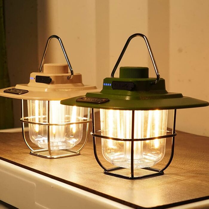 Вінтажний світлодіодний ліхтар для кемпінгу Lixada, водонепроникний, типу C, акумуляторний, для використання на вулиці, для походів, відключення електроенергії, аварійних виходів, для заднього двору, патіо, чорний