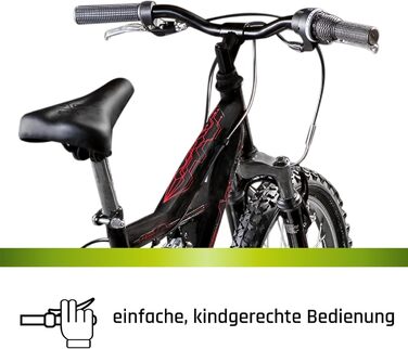 Велосипед Galano FS180 18 дюймів для дітей віком від 5 років, дитячий велосипед, гірський велосипед для хлопчиків та дівчаток, повнопідвісний велосипед для дітей, гірський велосипед унісекс, легкий, велосипед для хлопчиків та дівчаток, чорний/червоний, 28