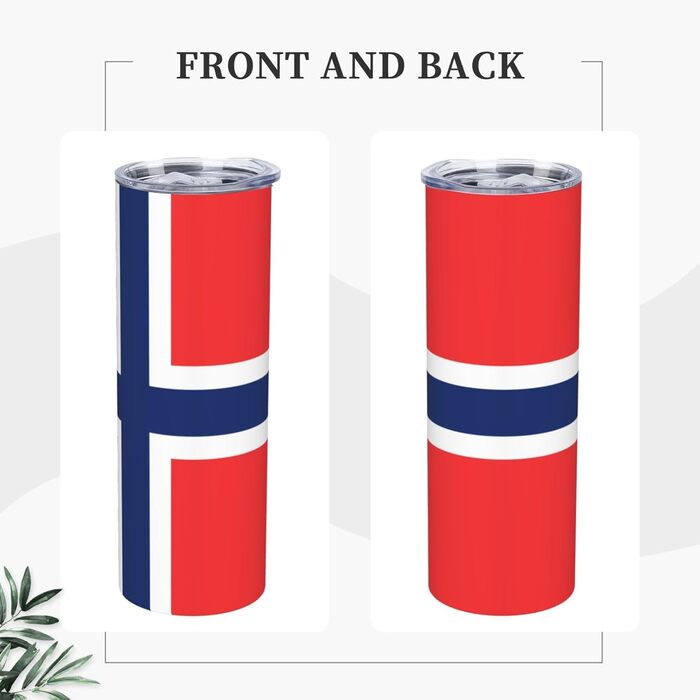 Кухоль з прямою трубочкою, дизайн норвезький прапор, друкований, дорожній кухоль, підходить для кемпінгу, офісу та дому, 590 мл