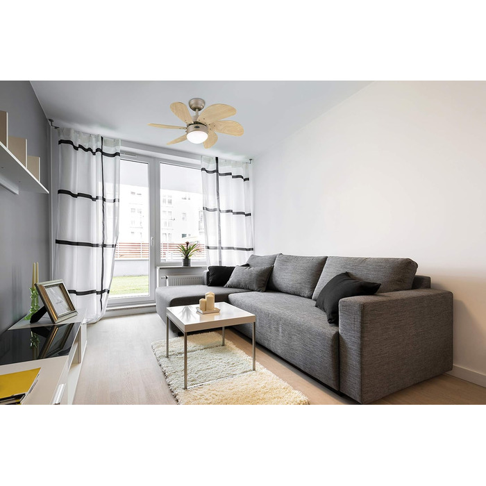 Стельовий вентилятор Westinghouse Lighting 76 см Turbo Swirl 78158 з одинарною лампою і шістьма лопатями, версія з титану з опалов