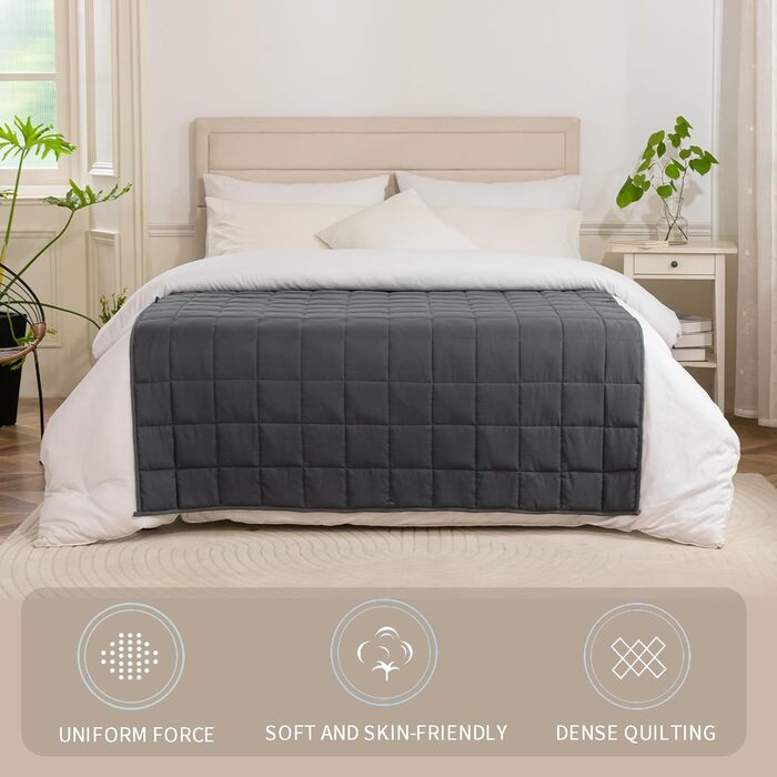 Ковдра Good Nite з обтяженням для дорослих, ковдра для зняття стресу, важка ковдра для спокійного розуму (сіра, 6 кг, 150 x 200 см) 150 x 200 см, 6 кг сірого кольору