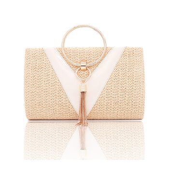 Жовта плетена сумка-клатч з бахромою для вечірок та весіль. Елегантна жіноча сумочка на ланцюжку, невелика вечірня сумочка, розкішна сумочка через плече.