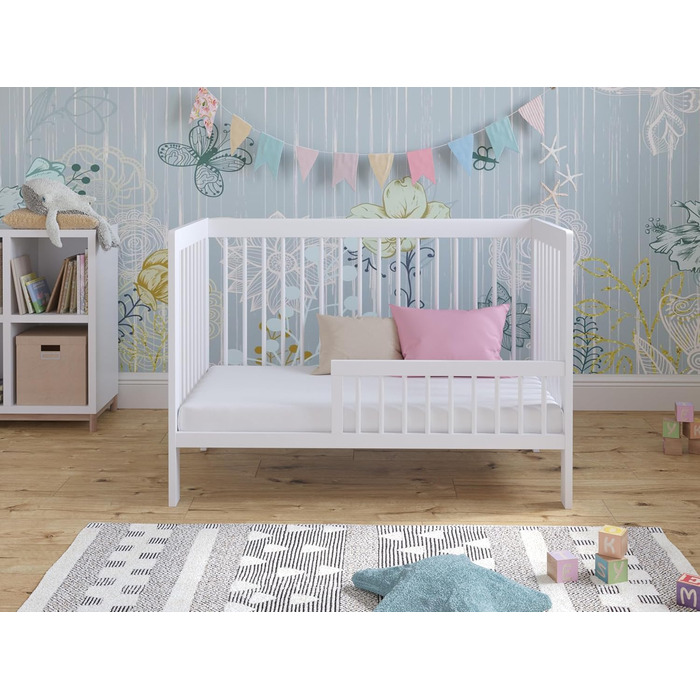 Дитяче ліжечко/спальне місце Love For Sleep 120x60 см із захисним бар&39єром, трансформоване, біле. Дитяче ліжко Luca, дерев&39яне дитяче ліжко - Дитяче ліжко, дитяче ліжко, росте разом з вашою дитиною, біле Без шухляди.