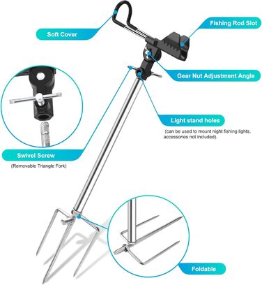 Тримач для вудки, багатофункціональний тримач для вудки з нержавіючої сталі, регульований на 360 та знімний, зручний для перенесення, подарунок для чоловіків, День батька, день народження (2 шт.)