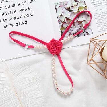 Набір із 6 жіночих стрінгів з відкритою промежиною з перлинами, квітами та отворами, чорні мереживні сексуальні стрінги, білизна з відкритою промежиною, стрінги, стрінги, V-подібні стрінги (6 моделей)