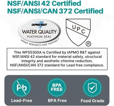 Система фільтрації води під раковиною, 20 000 літрів, надвисока місткість, головний кран під системою фільтрації води, видаляє 99 свинцю, фтор, неприємний смак, 0,5 мікрона, 5300A