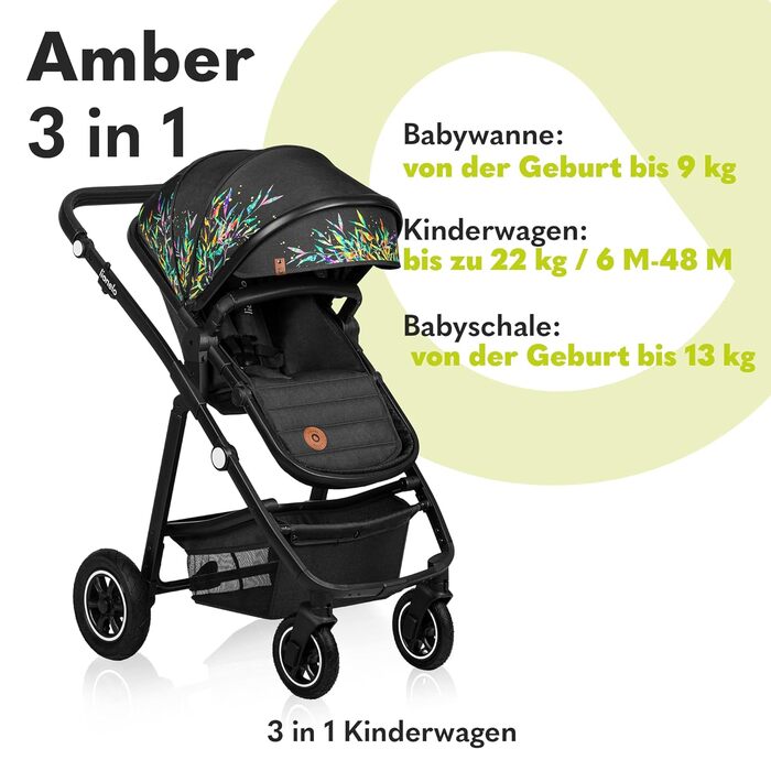 Дитяча коляска 3 в 1 комплект спортивне сидіння фіксована люлька автокрісло сумка москітна сітка дощовик XXL дах із захистом від с