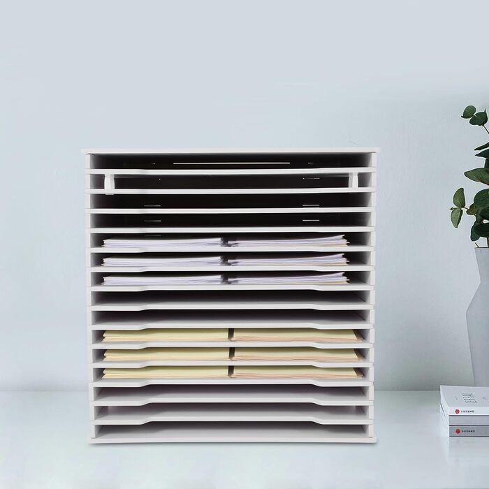 Рівневий органайзер для паперу для скрапбукінгу, настільна стійка для паперу для скрапбукінгу, лоток для листів з ПВХ, тримач для документів, папка для файлів для дому, бібліотеки, офісу, 30,5 x 30,5 см (білий), 15-