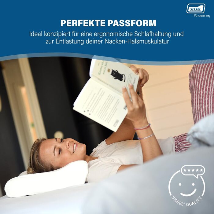 Подушка для шиї SISSEL Soft L Спеціальна в&39язкопружна піна Ергономічна підтримка хребта Чохол з велюру, який можна прати Розслаблення м&39язів шиї та плечей Гарантія 5 років 47 x 33 x 14 см