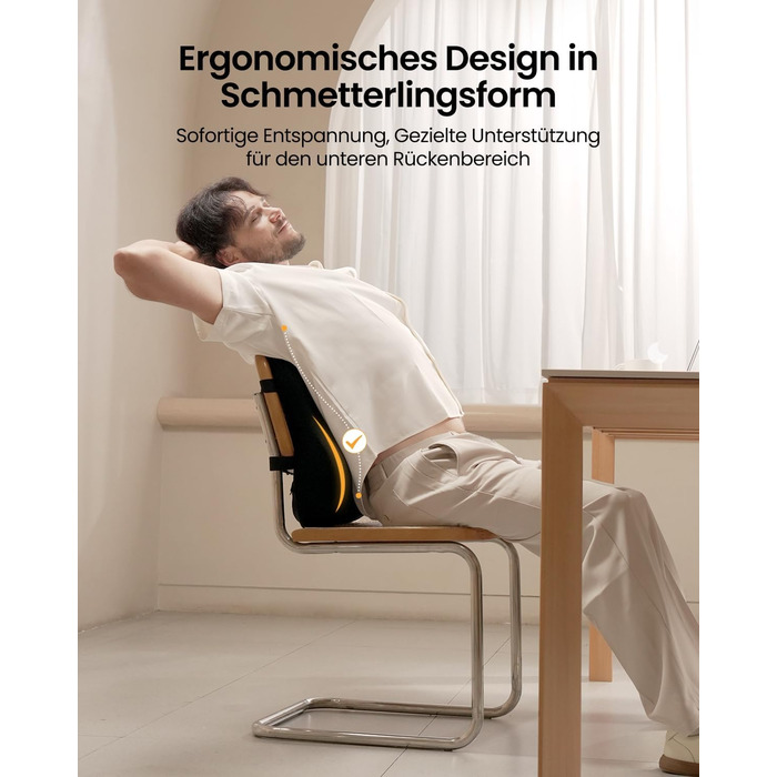 Ергономічна подушка для спини ProtoArc з піни з ефектом пам&39яті, поперекова опорна подушка для офісних крісел, автомобільних сидінь та стільців для столу, дихаюча поперекова опора з регульованими подвійними ремінцями, чорна
