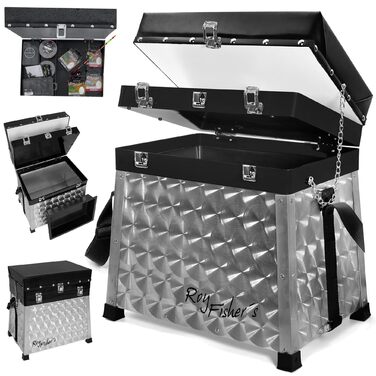 Рибальський ящик/рибальський кейс Roy Fisher з 2 шухлядами, ящик для снастей, ящик для сидіння, рибальське сидіння, рибальський кейс з 2 шухлядами