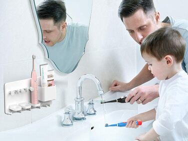 Тримач для зубної щітки simpletome Настінна електрична зубна щітка Регульований органайзер для зубної пасти Тримач для ванної кімнати Набір для зберігання (білий)