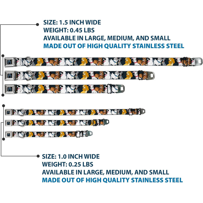 Нашийник для собак, застібка-пряжка, Disney Колекція героїв мультфільмів Собаче життя, сіро-чорний, ширина 3.8 см, довжина 45.7-81.3 см (для великих собак)