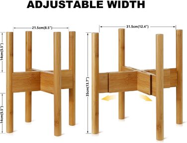 Підставка для квітів, підставка для бамбукових рослин, регульована полиця для квітів, підставка для квіткових горщиків, підставка для горщиків для використання в приміщенні та на вулиці, підходить для квіткових горщиків діаметром 8-12 дюймів ()