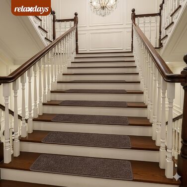 Сходинки Relaxdays, комплект з 16 шт. , прямокутні сходинки, 65 x 20 см, самоклеючі килимки для сходів, бежевий колір