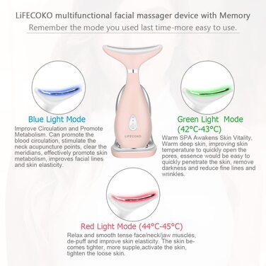 Електричний масажер для обличчя проти зморшок, масажер для зміцнення шкіри для обличчя та шиї, масажер для зміцнення шкіри обличчя, портативний акумуляторний USB-пристрій (рожевий)
