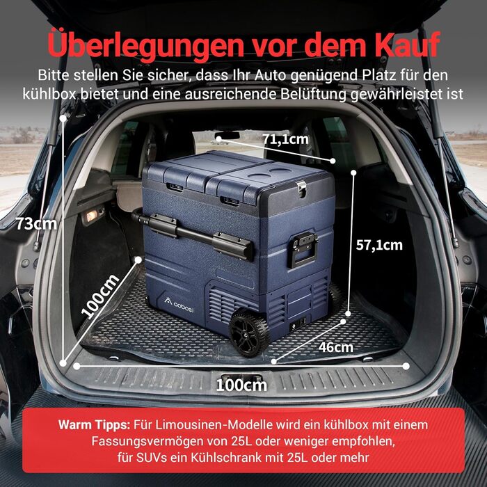 Компресорна холодильна камера, автомобільна холодильна камера з USB-з'єднанням, 55 л з двома зонами і подвійними дверима, електрич