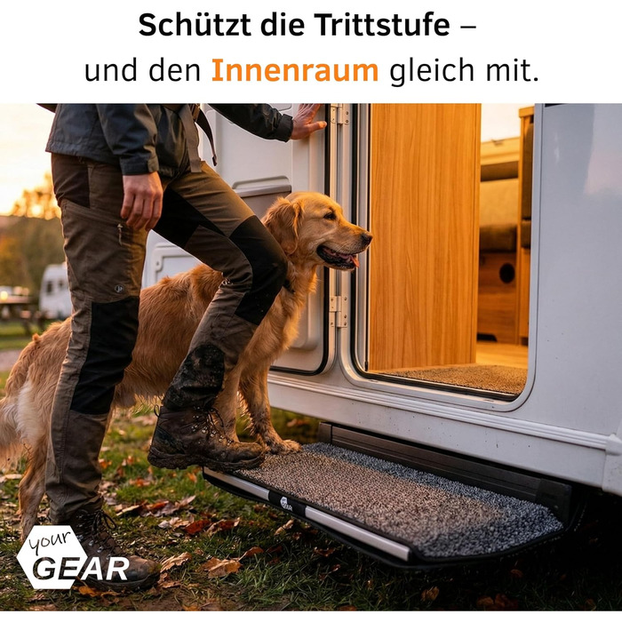 Килимок для сходів GEAR Mantua для автофургонів та караванів Килимок для електричних сходів 70,5 x 26 см Захисний килимок Нековзний та миється Не потребує свердління