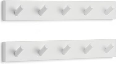 Гачки для верхнього одягу білі (2 шт.) - вішалка біла з 5 гачками - 43 см - гачки для верхнього одягу настінні - настінна вішалка