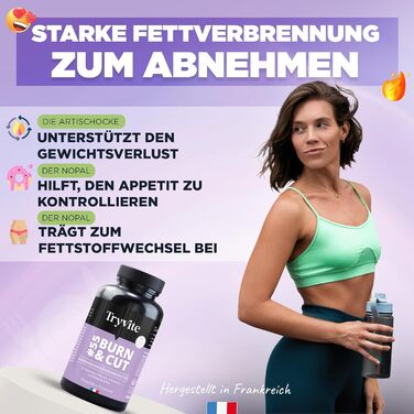 Капсули для прискорення метаболізму TRYVITE BURN&CUT, 90 шт., швидке схуднення, спалювач жиру