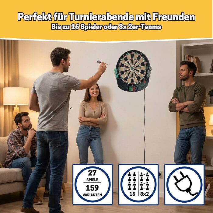 Найкращий спортивний електронний дартс Coventry - 27 ігор зі 159 варіаціями, до 16 гравців, 12 дротиків та запасні наконечники, світлодіодний дисплей, звуковий ефект, білий павук із тайфуном - м&39які дартс, 3 шт.