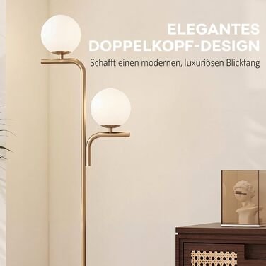 Стільний LED-торшер HOMCOM зі скляними плафонами-кулями, 3 режими кольорової температури, золотий, для офісу та дому