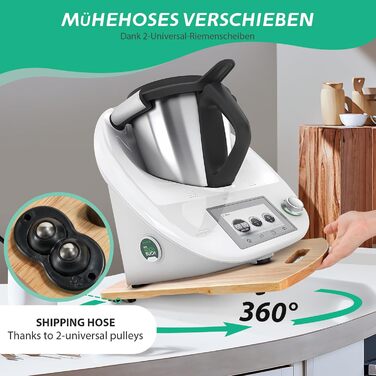 Розсувна дошка для Thermomix TM6, Розсувна дошка Thermomix TM6 з 2 універсальними колесами, Ролетна дошка для Thermomix TM6, Швидкорухома дошка Thermomix TM5, Розсувна дошка Thermomix з дерева
