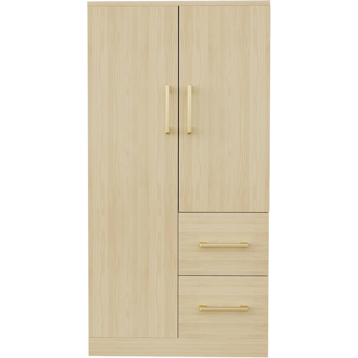 Шафа шириною 70 см, дводверна конструкція, висока/багатофункціональна шафа з полицею та шухлядами, висока шафа з вішалкою для одягу, колір дерева, меблі для спальні, колір дерева, 70x40x135 см