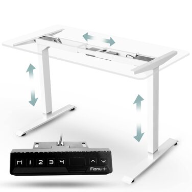 Електрична рама столу з регулюванням висоти, сертифікована TV GS, для столів стоячи, 2 двигуни із захистом від зіткнень, 4 слоти пам&39яті, вантажопідйомність до 100 кг (білий колір)