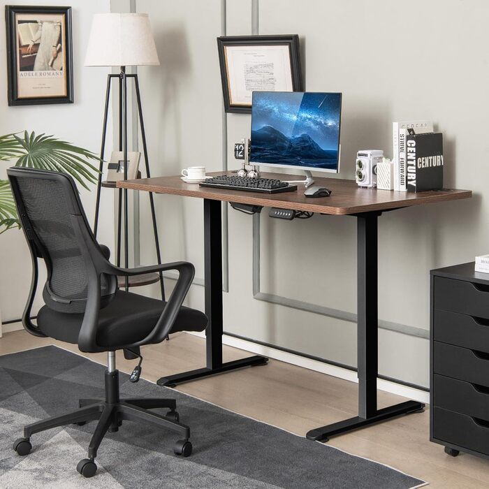 Електрична настільна підставка LIFEZEAL з регульованою висотою, рама столу з 2 двигунами та функцією захисту від зіткнень, рама столу з регульованою шириною та довжиною (чорна)