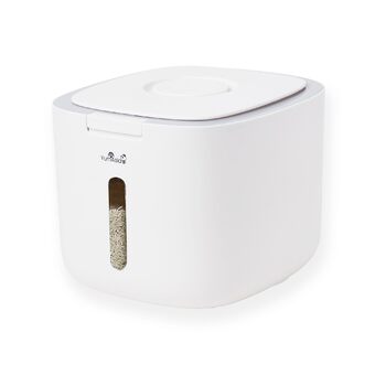 Контейнер для зберігання зерна Yum Asia (5 літрів) Білий із сірим обідком Безпечні матеріали ABS Зберігає рис, зерно, борошно, макарони, горіхи, боби тощо Подвійне закриття Штабелюється