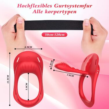 Вібратор-метелик DVG з ремінцями та пультом, 2 мотори, 10 режимів, червоний